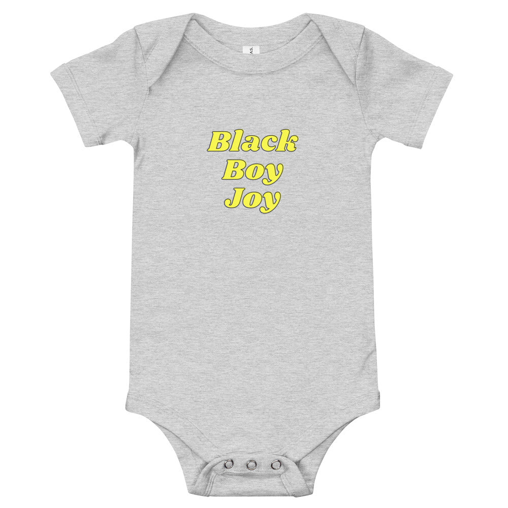 BLACK BOY JOY Baby Short Sleeve Heather Gray Onesie