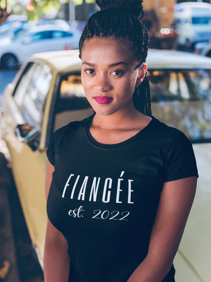 "Fiancee est. 2022" Black Short-Sleeve Tee