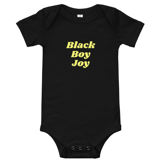 BLACK BOY JOY Baby Short Sleeve Black Onesie