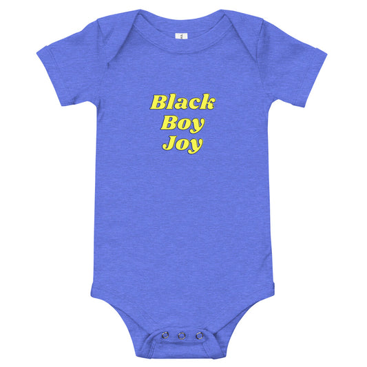 BLACK BOY JOY Baby Short Sleeve Heather Columbia Blue Onesie