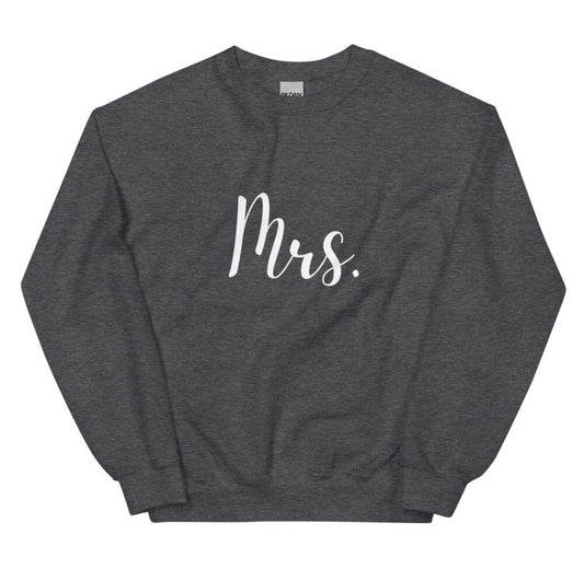"Mrs." Dark Heather Gray Sweatshirt