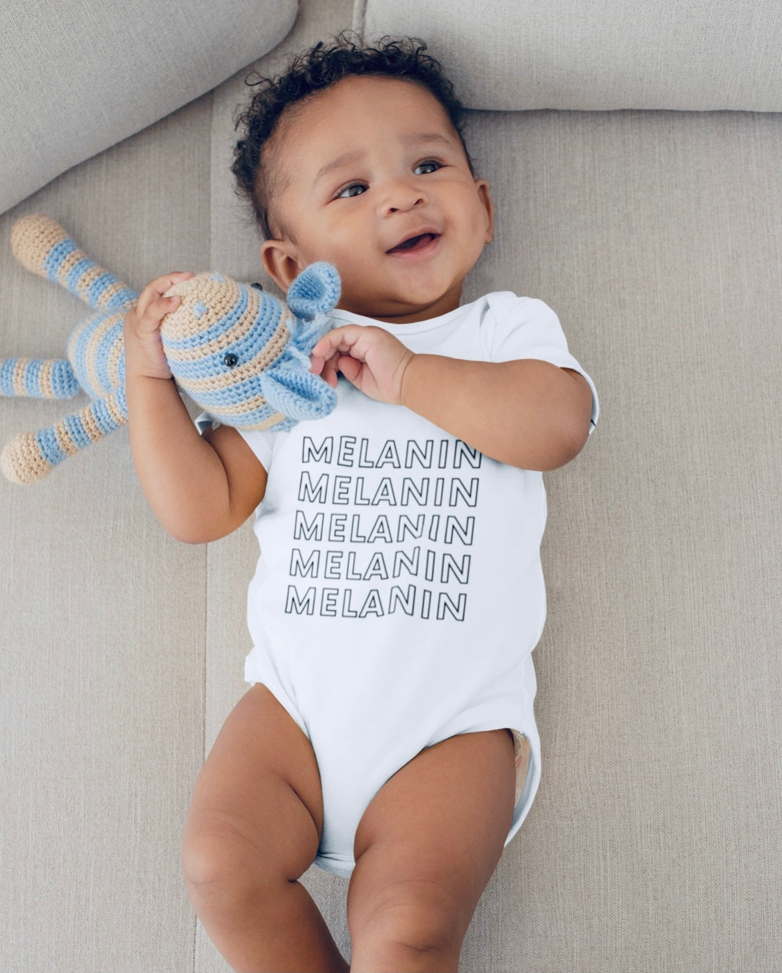 MELANIN White Short Sleeve Onesie