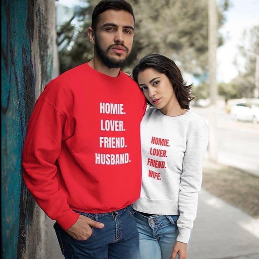 HOMIE LOVER FRIEND HUSBAND Red Sweatshirt